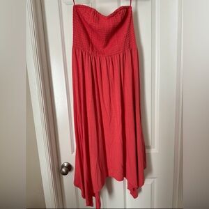 Torrid Strapless Coral Handkerchief Hem Maxi Skirt